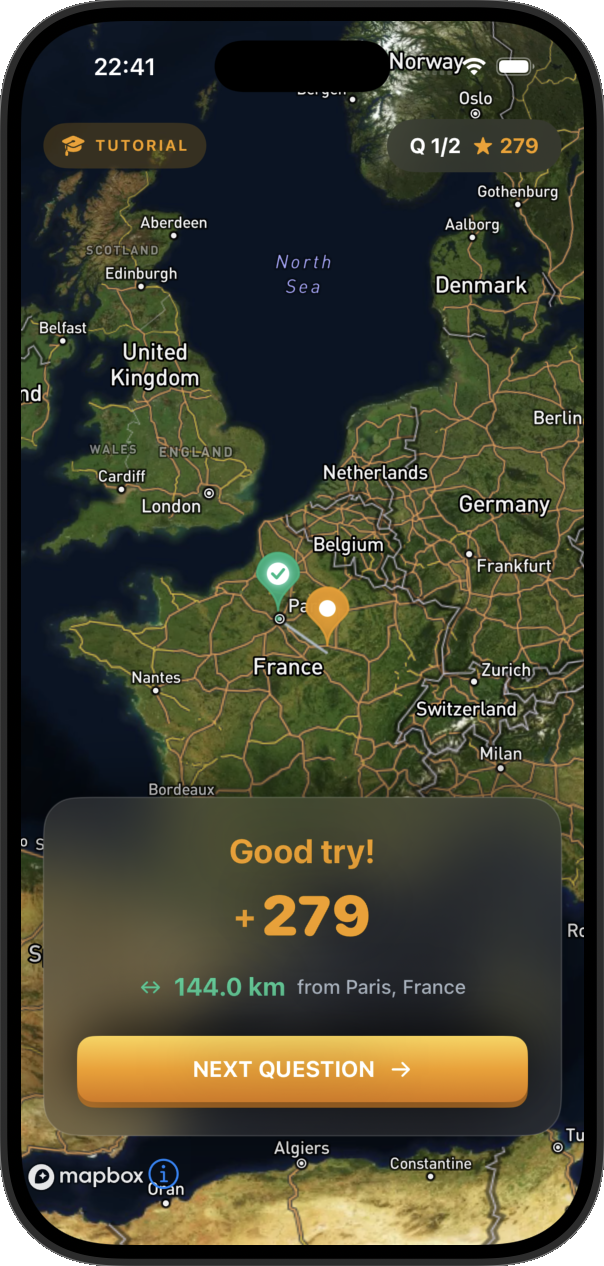 GeoWrecked score results - see how close you got